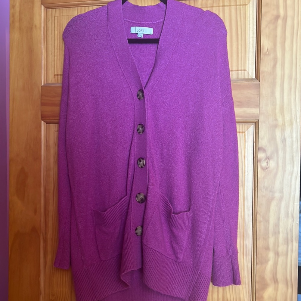 Long fuschia loft cardigan